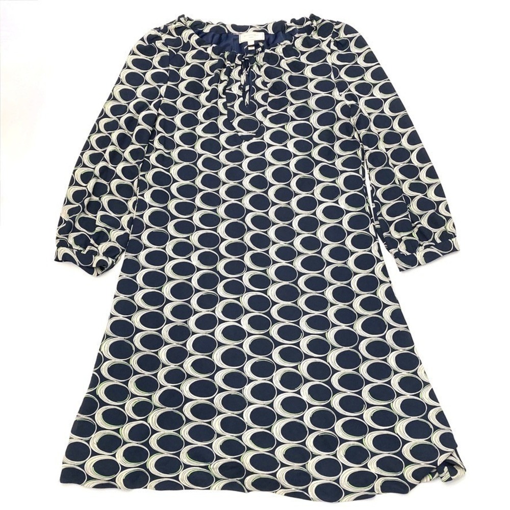 Anthropologie Moulinette Soeurs Shift Dress Navy‎ Blue Mod Print Womens 10 Lined